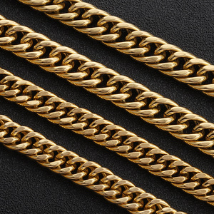 Cadena Cubana para Hombre, Acero Inoxidable, 8.5mm, Chapado en Oro, Doble Capa, Collar y Pulsera, Joyería de Moda DIY, Origen Zhejiang - Product Image 1