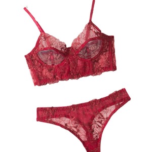 Wholesale Ultra-Thin Floral Embroidered Lingerie <b>Set</b> <b>Sexy</b> See-Through Fishbone <b>Bra</b> Panty <b>Set</b> - Product Image 6