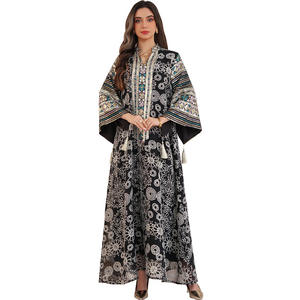 Robe longue brodée pour femme, Abaya de fête, Jalabiya musulmane, Caftan marocain, Dubaï, Islam, Arabe, pour l'Aïd et le Ramadan 2026 - Product Image 5