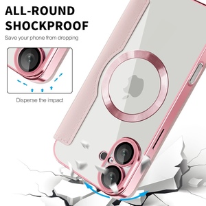 <span class=keywords><strong>IPhone</strong></span> 17 Pro Max 15 Plus 16 Pro 14 <span class=keywords><strong>13</strong></span> 12 avec fente pour carte et étui de <span class=keywords><strong>protection</strong></span> pour objectif Étui de téléphone en cuir magnétique galvanisé - Product Image 5