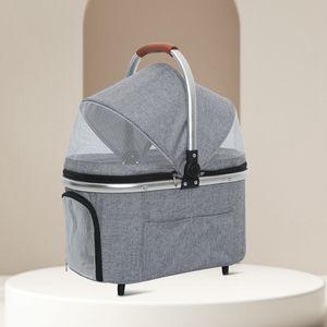 Poussette de transport pour animaux de compagnie (chats et chiens) 3-en-1, légère, de luxe, pliable d'une seule main, portable, pour l'extérieur et les voyages, design tendance et détachable - Product Image 5