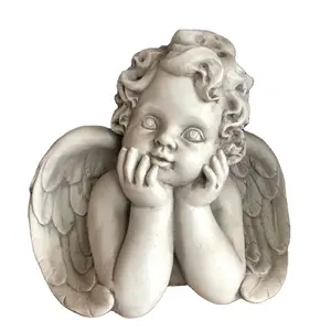 Nghĩa trang nhựa trắng thiên thần; ít Cherub đôi cánh thiên thần khuôn nhựa; nhà Deco thủ công mỹ nghệ cánh nhựa thiên thần bức tượng thủ công và quà tặng