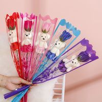 Valentijnsdag & Schoolseizoen Cadeau - 40cm Lange Zeepbloemen Rozenboeket Simulatie Beer Zeep voor Leraren Vriendin