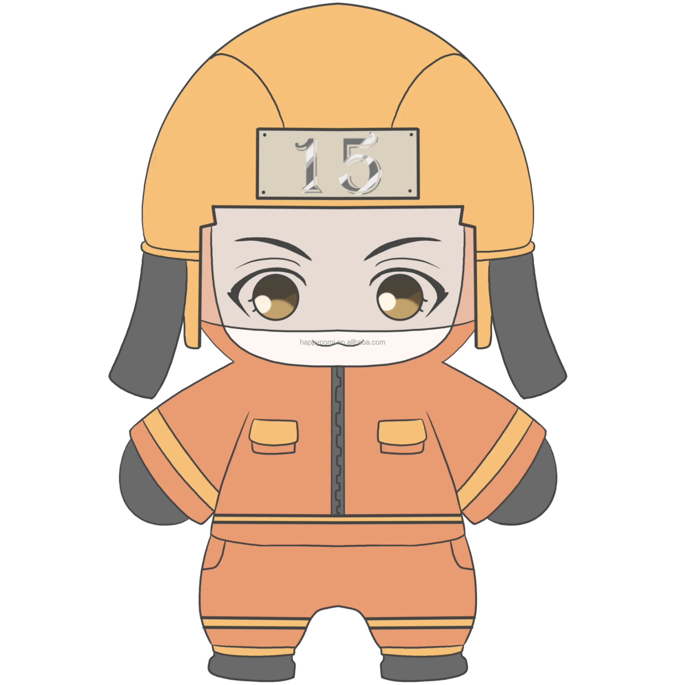 Customize a commemorative plush career boy or girl doll wearing a firefighter suit male professional image