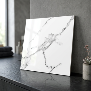Azulejos de Porcelana Belmonte Blancos de 600x600mm, Acabado Brillante, Efecto Mármol Blanco para Diseño de Pisos - Product Image 2
