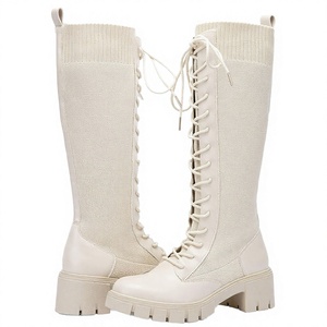 Sexy Cool Black Matt Pointed Toe Lace-Up Genuine Leather Over <b>Knee</b> Horse Riding Boots for Women - Product Image 4