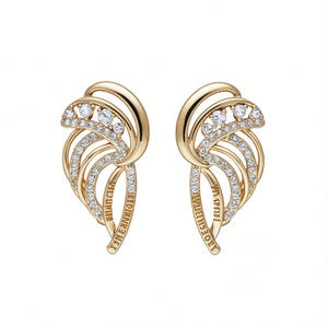 Boucles d'oreilles clous Mintore en cristal et strass, plaqué or, sertissage canal, pour femme, luxe, usage quotidien - Product Image 1