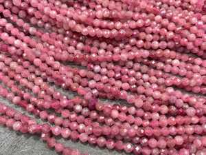 Cuentas de Turmalina Rosa Natural Facetadas Redondas de 2mm 3mm 4mm, Cuentas Sueltas para Pulseras, Collares y Joyería, Venta al Por Mayor - Product Image 1