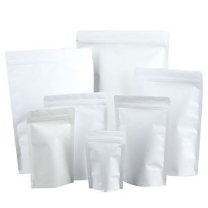 Kantong berdiri klasik kertas kraft warna putih dengan logo custom, cetak digital, dan zipper aseptik untuk makanan bayi - Product Image 1