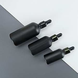 Luxury Cosmetic Skin Care Packaging Matte Black Round Glass <b>Dropper</b> <b>Bottle</b> 20ml 50ml 30 ml Serum <b>Bottle</b> with <b>Dropper</b> - Product Image 4