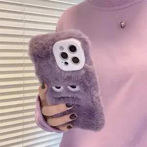 Funda de teléfono esponjosa divertida y bonita coreana para <span class=keywords><strong>iPhone</strong></span> 16 15 14 13 <span class=keywords><strong>12</strong></span> 11 Pro MAX <span class=keywords><strong>Mini</strong></span> X XS XR Plus SE 2020 funda de chica funda de felpa suave - Product Image 2