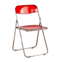 Chaise pliante transparente en acrylique avec structure chromée, chaise pliable en plastique pour événements, fêtes, mariages, banquets et maison