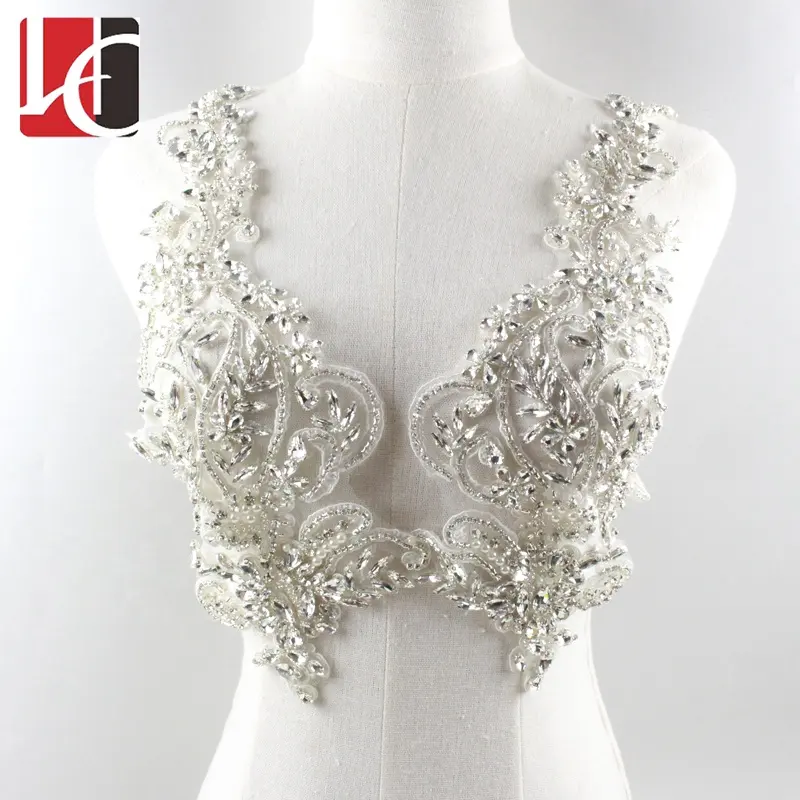 HC-6929 Hechun Latest wedding dress embellishment crystal applique