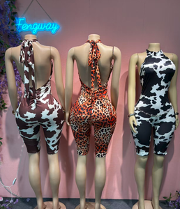 Abbigliamento Estivo da <span class=keywords><strong>Donna</strong></span>, Sexy <span class=keywords><strong>Tuta</strong></span> Aderente con Stampa <span class=keywords><strong>Leopardata</strong></span>, Halter Senza Schienale, Jumpsuit Aderente per Ragazze - Product Image 2