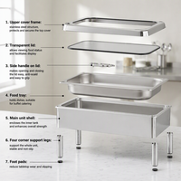 Restaurant Edelstahl 9L Alkohol-Buffet-Set Speisenwärmer Chafing Dish mit Digitalanzeige Touchscreen-Steuerung 85-100°C Temperaturhaltefunktion