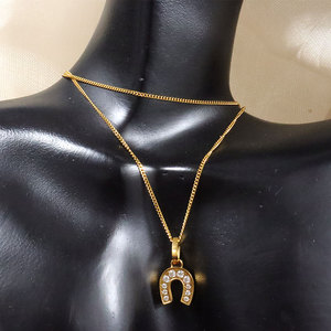 Colliers pendentifs mode délicats, Collier fer à cheval en acier inoxydable avec chaîne <span class=keywords><strong>gourmette</strong></span> et zircon transparent pour femme, étanche - Product Image 5