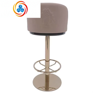 Silla Alta Moderna Ajustable de Acero Inoxidable con Respaldo Curvo y Reposapiés Redondo para Bares, Hoteles, Comedores y Salas de Estar - Product Image 5