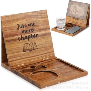 Wooden Foldable Book Rack With Cup Holder And Phone <b>Stand</b> For Desktop Reading Storage - Product Image 1