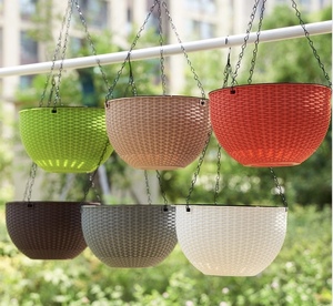 <span class=keywords><strong>Maceta</strong></span> de Plástico con Diseño Tejido, Cesta Colgante para Interiores, Macetas Colgantes para Plantas - Product Image 2