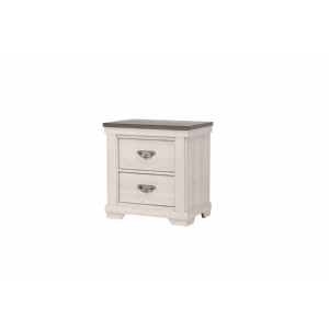 Farmhouse Style Two Drawer <b>Night</b> <b>Stand</b> Beige Finish Rustic Bedroom Solid Wood Furniture - Product Image 2