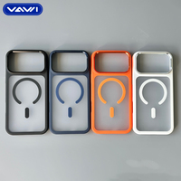 VAWI B456 Coque de protection antichoc magnétique en PC mat tendance avec support d'objectif métallique pour iPhone 15 16 17 Pro Max
