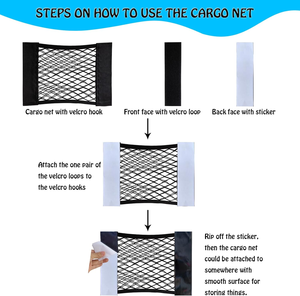 Paquete <span class=keywords><strong>de</strong></span> 4 Redes Organizadoras para Maletero <span class=keywords><strong>de</strong></span> Automóvil con Cinta Adhesiva Mágica, 12+ Compartimentos, Malla <span class=keywords><strong>de</strong></span> Poliéster (Mismo Tamaño) - Product Image 4