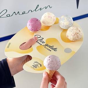 <span class=keywords><strong>Mini</strong></span> dondurma kağıt tepsisi çıtır dondurma topu koni tek kullanımlık kağıt kartı paleti çizim kurulu damla geçirmez tepsi - Product Image 4