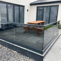 YL METAL Balustrade de balcon en aluminium à profil en U, Garde-corps en verre sans cadre avec système de base en U