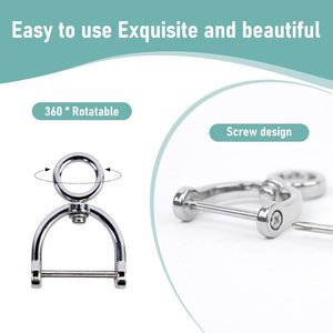 Anillos en D giratorios en forma de herradura, anillos en U, grilletes semicirculares con tornillo y destornillador para manualidades de cuero, correas y reemplazo de bolsos DIY - Product Image 3
