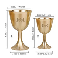 Calice en cuivre doré poli de 3 pouces, Saint Graal, outil spirituel magique Wiccan, divination rituelle, cadeau de collection pour autel