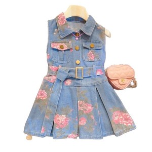 Abito in stile coreano da ragazza <span class=keywords><strong>di</strong></span> 2025 estate nuovo vestito in Denim principessa senza maniche da bambina - Product Image 5