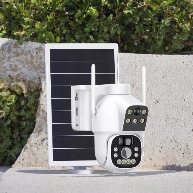 COSFLOW V-Flow Outdoor 4G LTE Solar WiFi PTZ Camera Night Vision 2K Resolution AI Motion Detection Two-way Audio 5W Panel Cloud