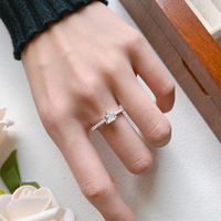 Bague de fiançailles classique en argent sterling S925 avec moissanite en forme de cœur de 1 carat, bijoux pour femmes