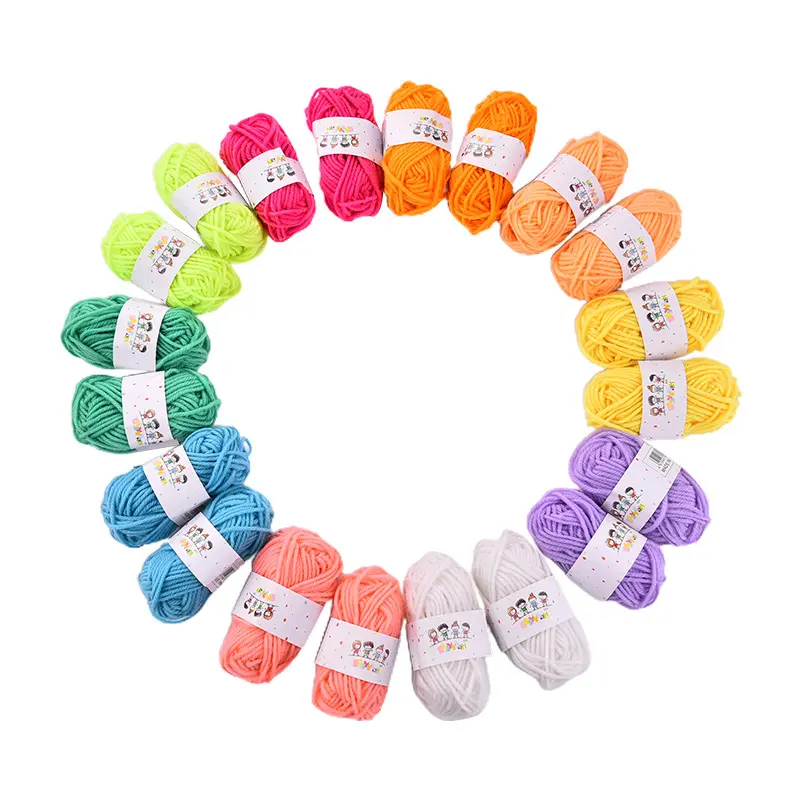 Wholesale Cheap price small ball size Acrylic yarn 12 colors per set mini yarn ball for DIY hand crochet yarn