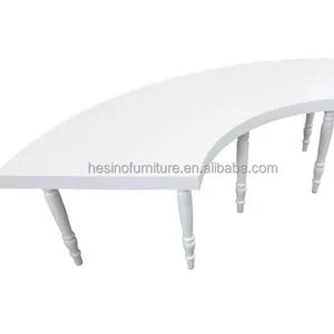 MDF top white banquet serpentine s shape half moon dining hotel wedding table