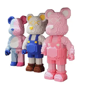 Middle Size Assembly 3D Model Love Graffiti Bear Mini Bricks Bearbrick Micro Building Blocks Figures Toys For Gift
