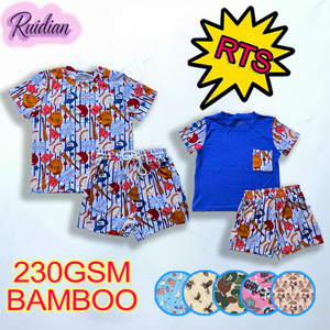 Ensemble 2 pièces pour garçons Ruidian Kids Active Summer Wear : T-shirt à manches courtes et short en bambou avec imprimé <span class=keywords><strong>sport</strong></span> et patchwork baseball - Product Image 6