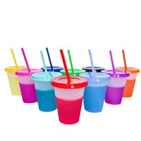 Gobelet à paille thermosensible en PP de 475 ml (16 oz) qui change de couleur à froid, personnalisable avec logo