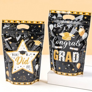 Bolsa <span class=keywords><strong>de</strong></span> Regalo Portátil <span class=keywords><strong>con</strong></span> Cierre, Diseño <span class=keywords><strong>de</strong></span> <span class=keywords><strong>Gorro</strong></span> <span class=keywords><strong>de</strong></span> Doctor Negro y Dorado, para la Temporada <span class=keywords><strong>de</strong></span> Graduación, Bolsa <span class=keywords><strong>de</strong></span> Regalo Autosellable - Product Image 1