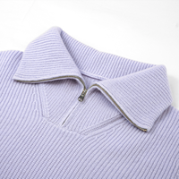 AiNear Vente en gros de logo personnalisé Design Oem & Odm Pull à manches longues col roulé fermeture éclair violet pour hommes pull en laine tricoté