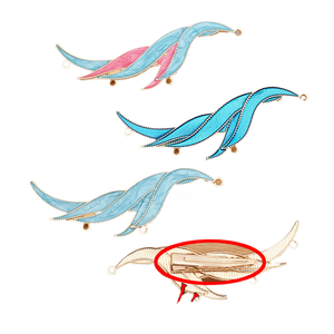 jiangc (15198) Lengua de pato con base incrustada de nácar y hojas perforadas de aleación de esmeralda - Product Image 1