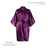 Robes de nuit et peignoirs en satin de soie artificielle 100% polyester, gris argenté, respirants, tissés, unis, à col en V, pour femmes, été