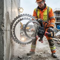 Scie à anneau électrique robuste et légère à couple élevé pour la découpe du béton, le rainurage des murs en briques, avec pompe à eau et suppresseur de poussière 5000W, facile à utiliser