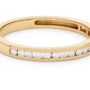 Classic Round Cut Lab Diamond Half Eternity <b>Ring</b> 14K 18K White Yellow Rose Gold Channel Setting Wedding Band Jewelry - Product Image 2