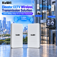 Kit de pont sans fil CCTV pour ascenseur KuWFi, 2,4 GHz, 300 Mbps, transmission sur 500 mètres, PoE, pont sans fil PTP pour la surveillance des ascenseurs