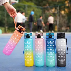 Custom Time Marked Large Plastic Water Bottle With Leak-proof Fitness Outdoor Sports Kettle Portable Tritan Water Bottle