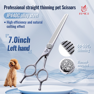 Fenice Wonderful Pet Grooming 50-55% Ciseaux amincissants Ciseaux de toilettage pour animaux de compagnie de 7 pouces pour gaucher uniquement - Product Image 2