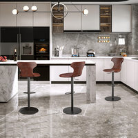 Tabouret de bar design nordique moderne de luxe léger, fonction de levage et de rotation, cuir véritable, cuir de vachette huilé, HD-758D, mobilier de bar