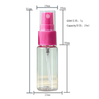 Flacon pulvérisateur de parfum en plastique transparent de petite capacité portable 20 ml pour lotion Modèle 24