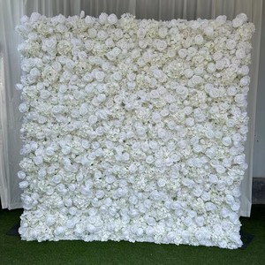 Fondo floral enrollable blanco 5D, perfecto para la decoración del lugar de la recepción de bodas y la ceremonia de elopement. - Product Image 1